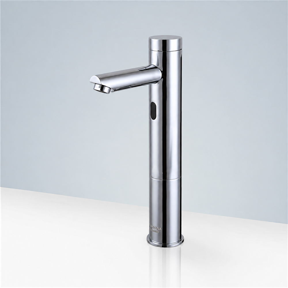 Fontana Tall Commercial Automatic Touch-Free Lavatory Bathroom Sink Sensor Faucet Chrome Finish