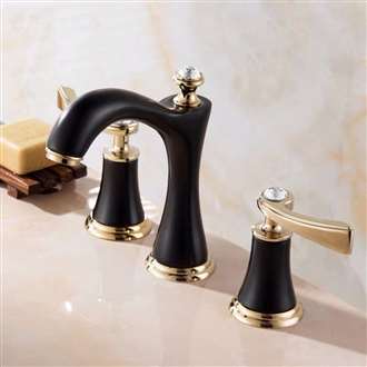 BIM File Saiyue Dual Handles Gold & Black Widespread Bathroom Sink Faucet