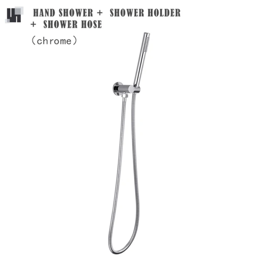 Fontana Chrome Bathroom Handshower Complete With A Shower Holder And Hose
