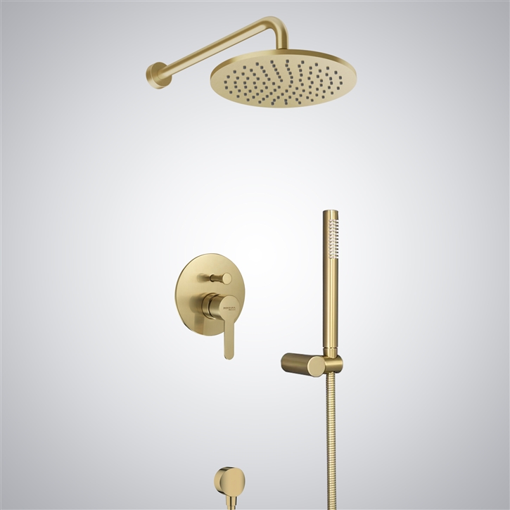 Fontana Brushed Gold Contemporary Rain Shower Set