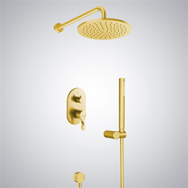Bravat Wall Mounted Polished Gold Shower System