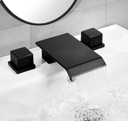Dual Handle Desk Mount Waterfall Chrome Finish Bathroom Sink Faucet