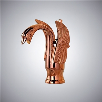 Luna Rose Gold Brass Swan Vanity Sink Faucet