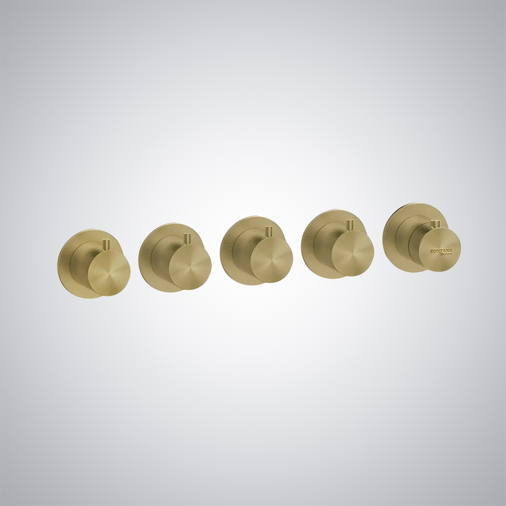 Fontana Wall-Mounted Brushed Gold Thermostatic Mixer