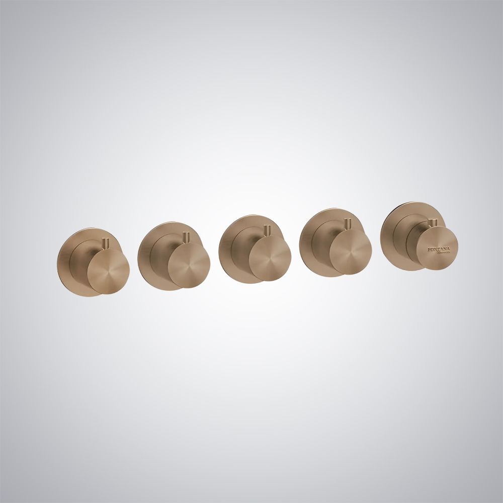 Fontana Wall-Mounted Warm Bronze Brushed Thermostatic Mixer