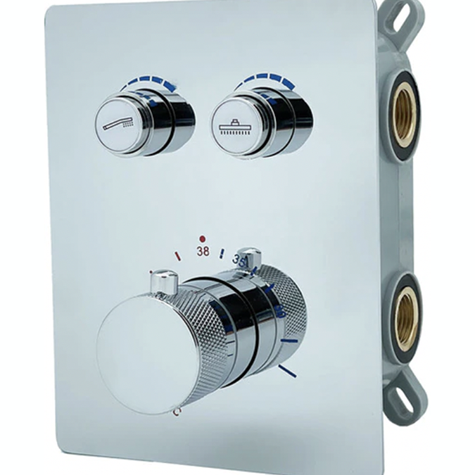 Fontana Chrome Finish Thermostatic 2 Straight Aligned Button Selection Shower Valve Mixer