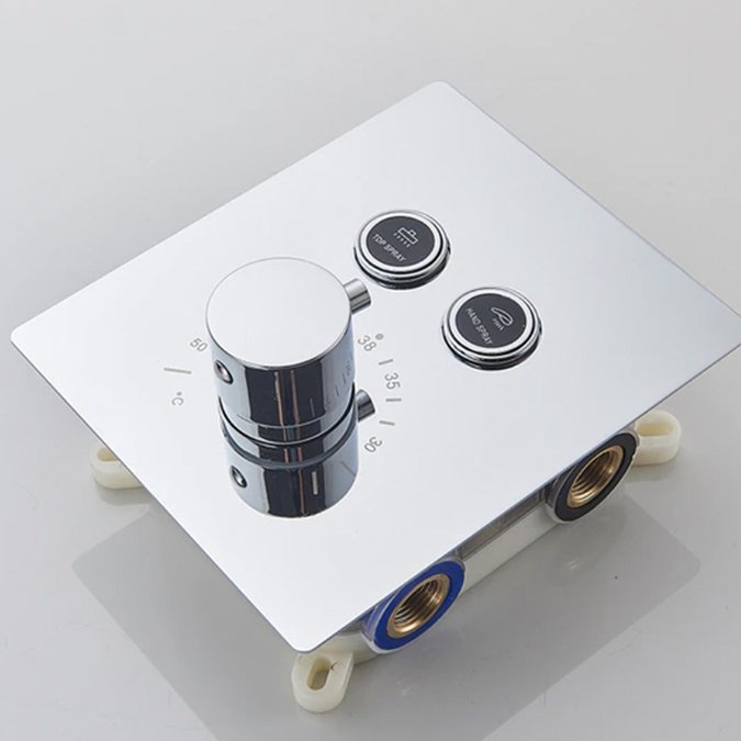 Fontana Thermostatic Shower Valve Mixer With Two Buttons In a Chrome Finish