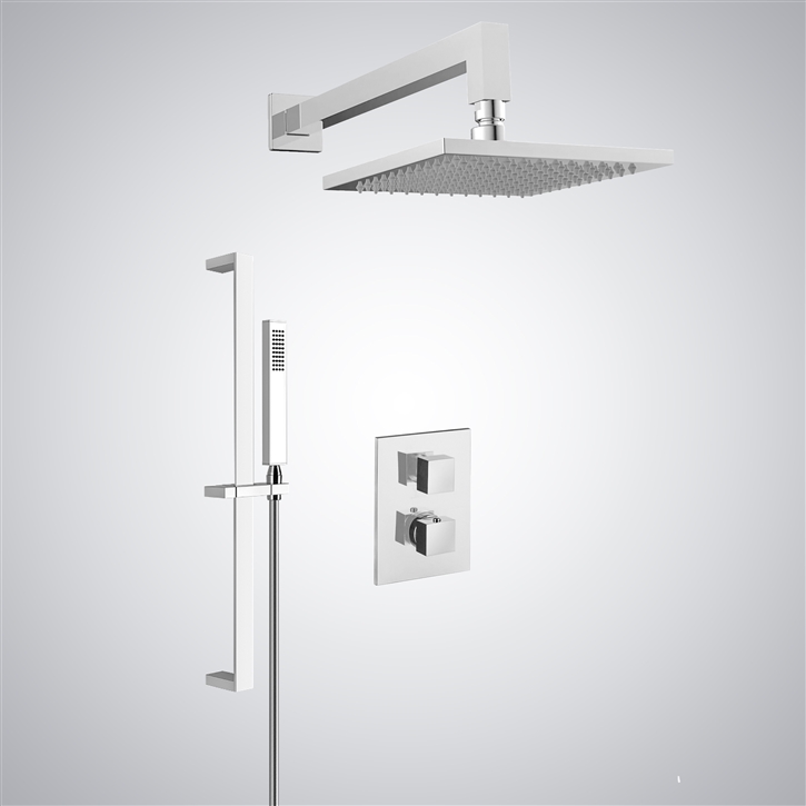 Fontana In Matte White Finish Shower Set With Single Handle Mixer & Hand Shower
