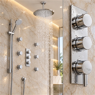 Fontana Mugla Round Thermostatic Ceiling Rainfall Shower System