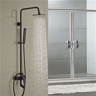 Fontana Milo Round Style Matte Black Shower Faucet Set W/ Hand Shower Sprayer, in contemporary bathroom
