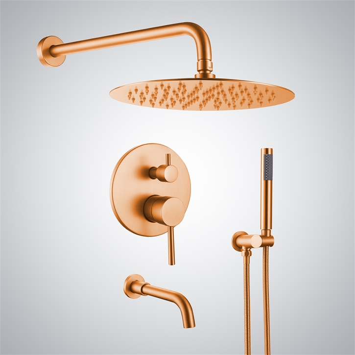 Fontana Reno Wall Mounted In Rose Gold Rainfall Mixer Shower Set
