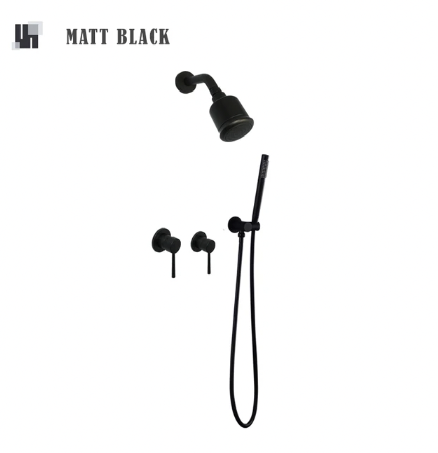 Fontana Matte Black Hot And Cold Shower System Set With 2 Function Of Bathroom Shower Mixer And A Handheld Shower