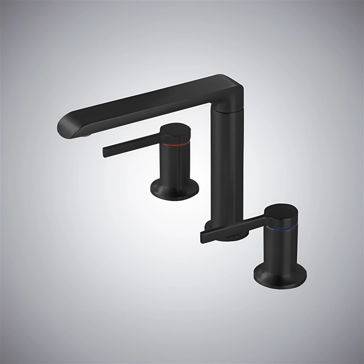 Fontana Atri Eclipse Elegance Basin Faucet With Dual Hot And Cold Handles Matte Black