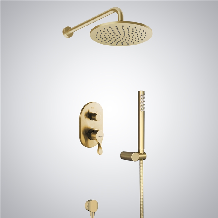 Bravat In Brushed Gold Shower System Rainfall Shower Head