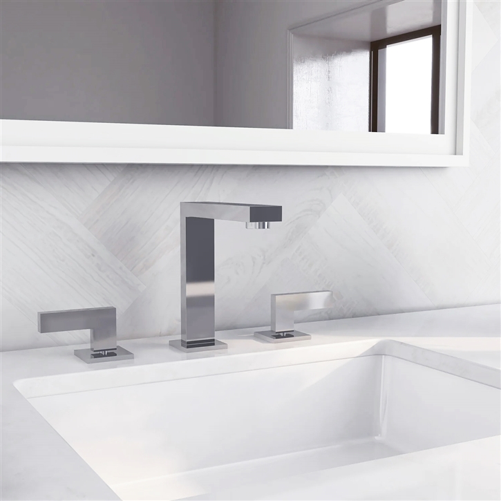 Fontana Chrome Apex Faucet In Square With Dual Handles For Hot And Cold Water