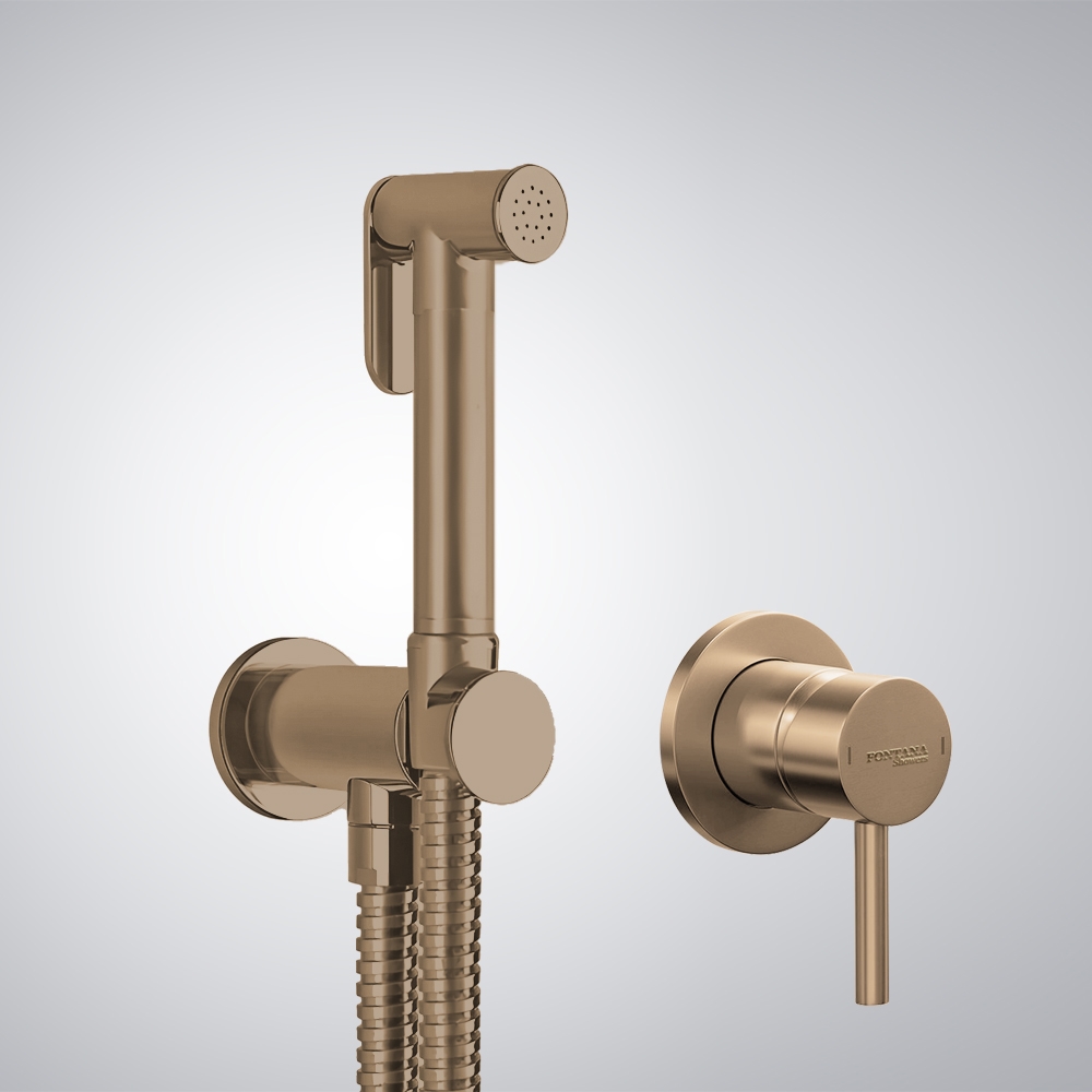 Fontana's Warm Brushed Bronze Shut-Off Handheld Showerhead With A 1/2" Pipe Connection