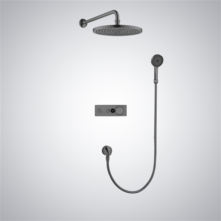 Fontana Rimini Gun Metal Gray Rainfall Shower System with Digital Mixer