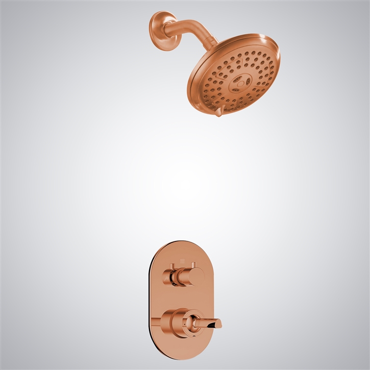 Fontana's Round Shower With A Rose Gold Finish Designed For In-Wall Mounting And Equipped With A Mixer