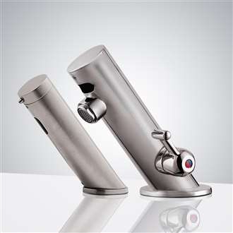 Fontana Touchless Bathroom Brushed Nickel Commercial Sensor Faucet & Sensor Soap Dispenser for commercial restrooms  and Touchless Soap Dispenser
