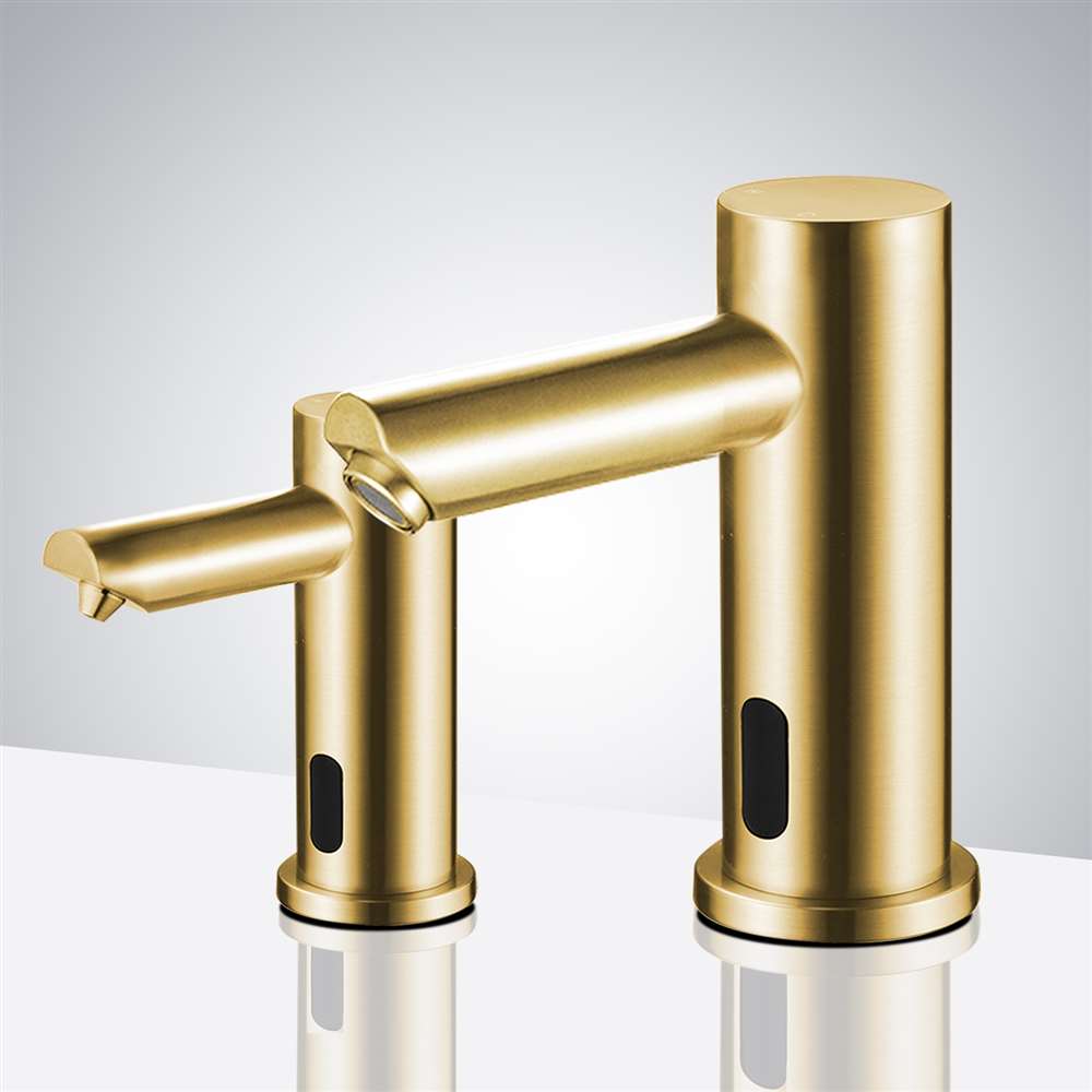 Fontana Brushed Gold Dual Touchless Faucet and Soap Dispenser FS-509BG