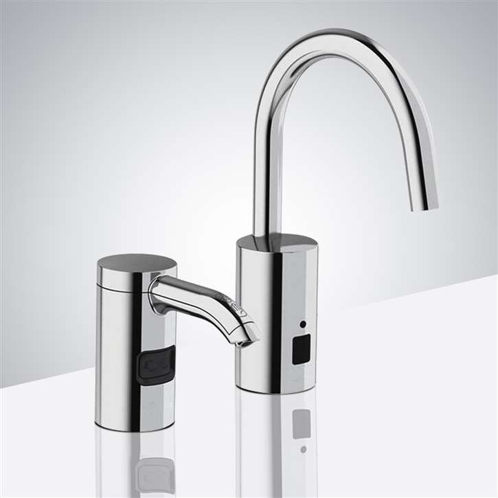 Commercial Automatic Touchless Sensor Faucet with Matching Soap Dispenser