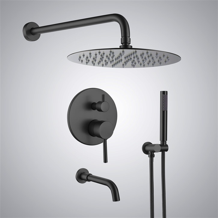 Fontana Matte Black In Reno Wall Mounted Rainfall Mixer Shower Set