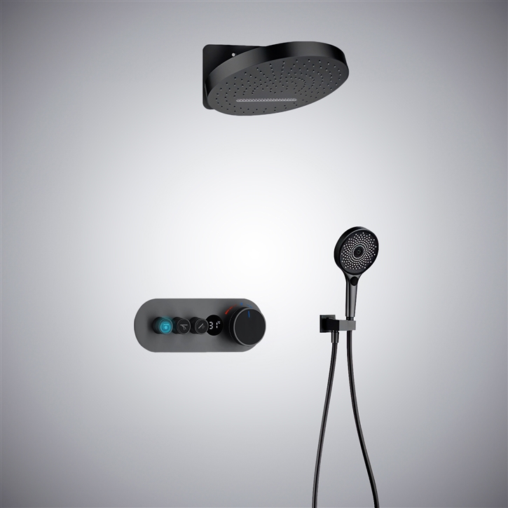 Fontana Charme Noir In Constant Temperature Digital Display Concealed Three-Function Shower Set