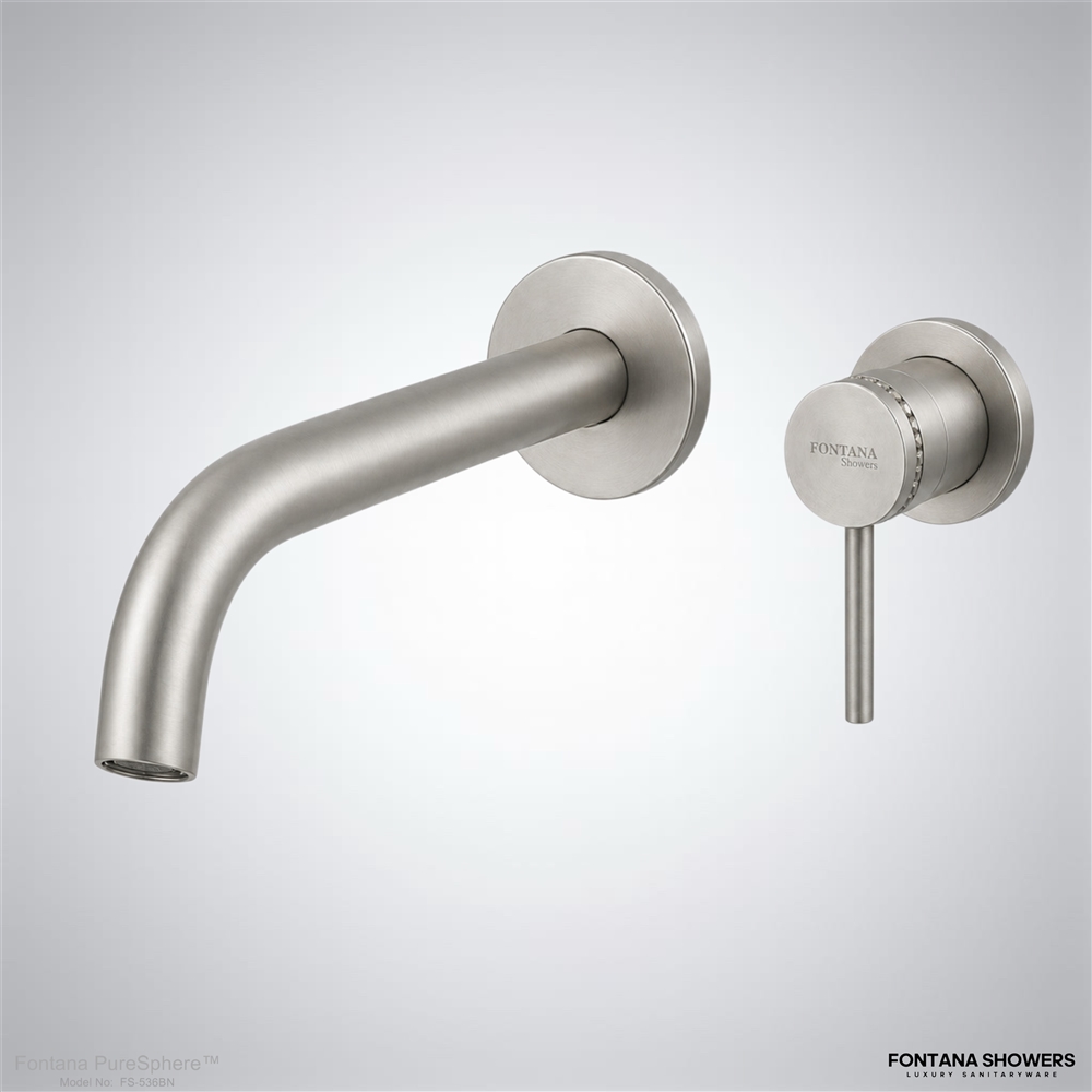 Fontana Wall-Mounted Faucet in Brushed Nickel Finish Equipped with Round Pin Wall Mixer