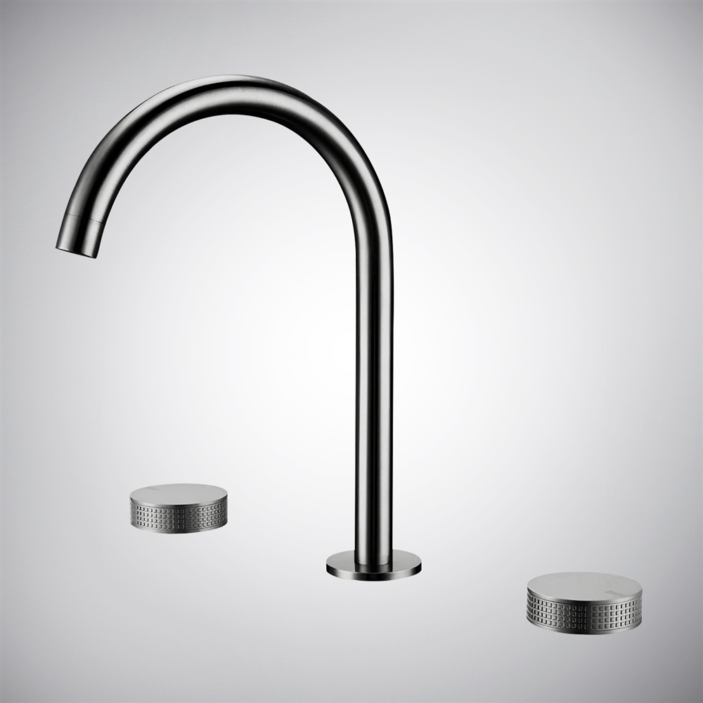Fontana Matte Black In Deck-Mounted Basin Faucet With Dual Knob Controls For Hot And Cold Water