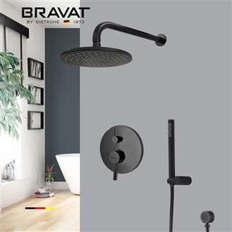 Bravat Matte Black Wall-Mounted Shower System with Rainfall Showerhead