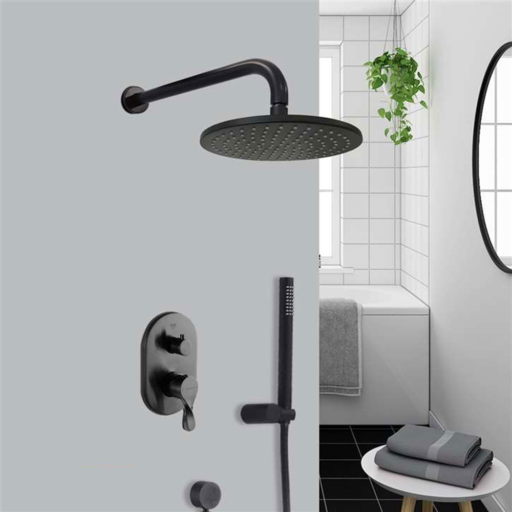 Bravat Matte Black Shower Set Wall Mounted Rainfall Shower