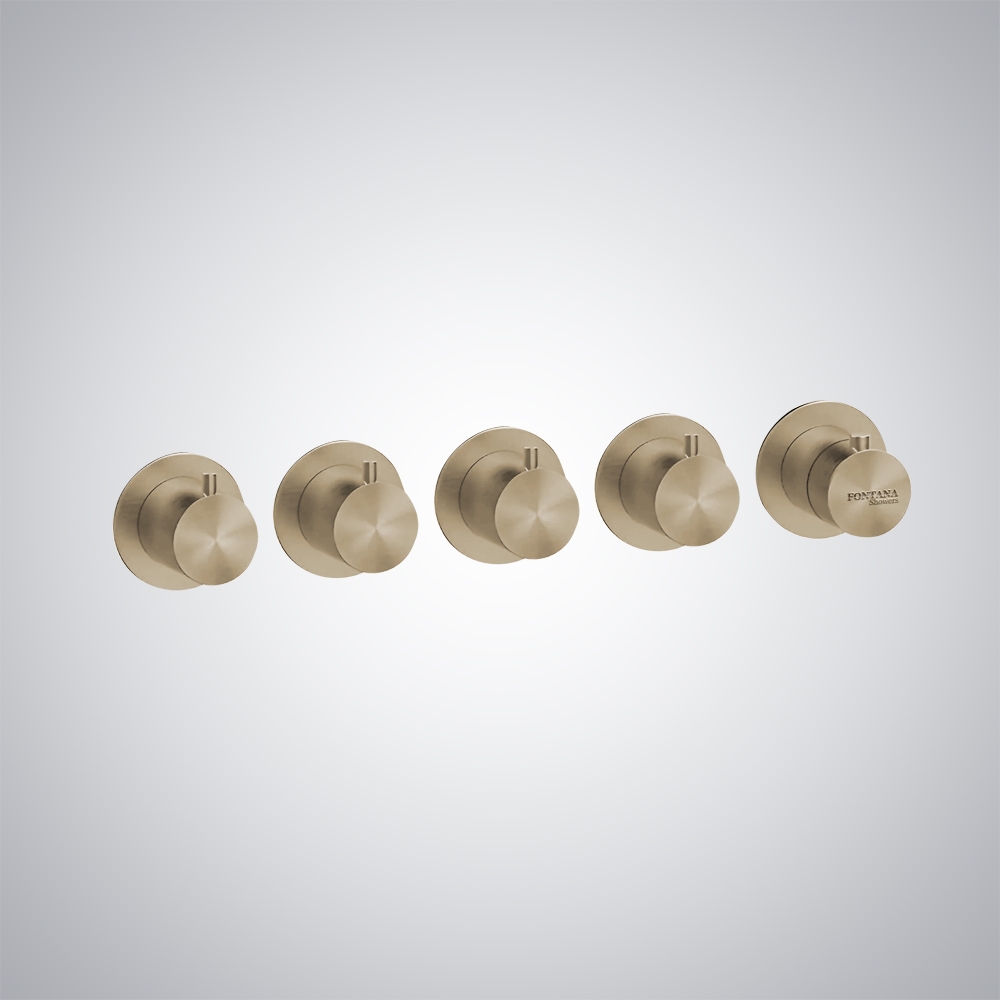 Fontana Champagne Finish In Wall-Mounted Thermostatic Mixer