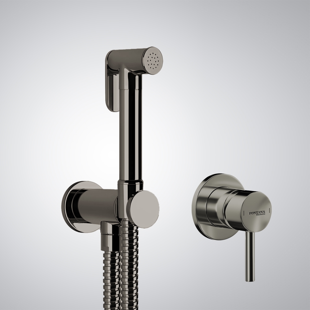Fontana's Gun Metal Gray Shut-Off Handheld Showerhead With A 1/2" Pipe Connection