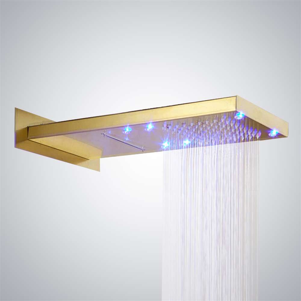 Fontana Lenox LED Waterfall and Rainfall Gold Finish Shower Head