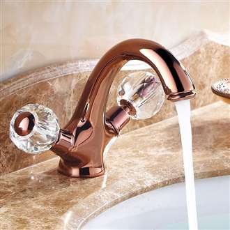 Euro Style Suex Rose Gold Plated Sink Grohe Faucet Dual Crystal Handles