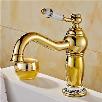 Rio Gold Plated Sink Revit Families Faucet with Ceramic Accents