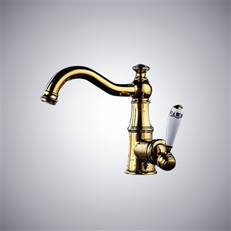 BIMM Object Lenox Gold Plated Deck Mount Mixer Bath Vessel Sink Faucet