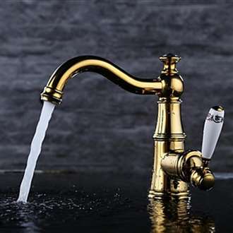 Lenox Gold Plated Deck Mount Mixer Bath Vessel Commercial Sink Faucet 