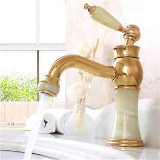 La Rochelle Luxury Gold-Plate Jade Sink Faucet With Single Handle Centerset Mixer