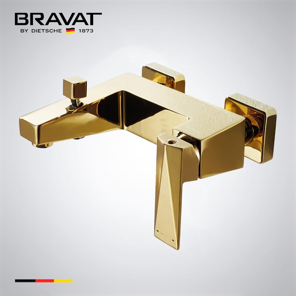 Lubz Gold Finish Wall Mount Bathtub Shower Mixer