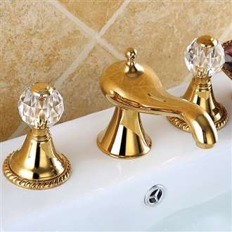 Molino Bathroom widespread Lavatory mixer Gold Sink Faucet Direct Faucet With crystal handles