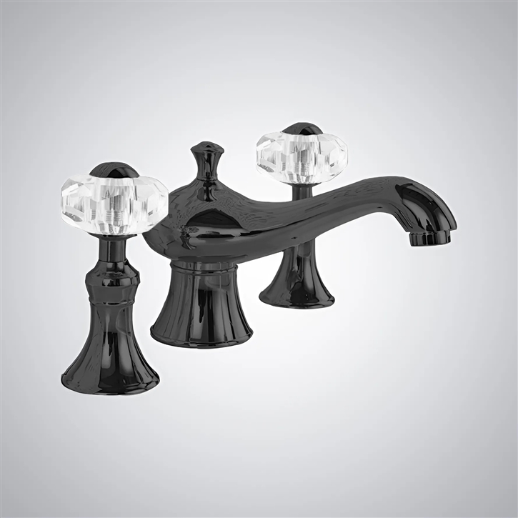 Fontana Matte Black Aura Crystal Handle Faucet