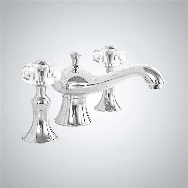 Fontana Matte White Aura Crystal Handle Faucet