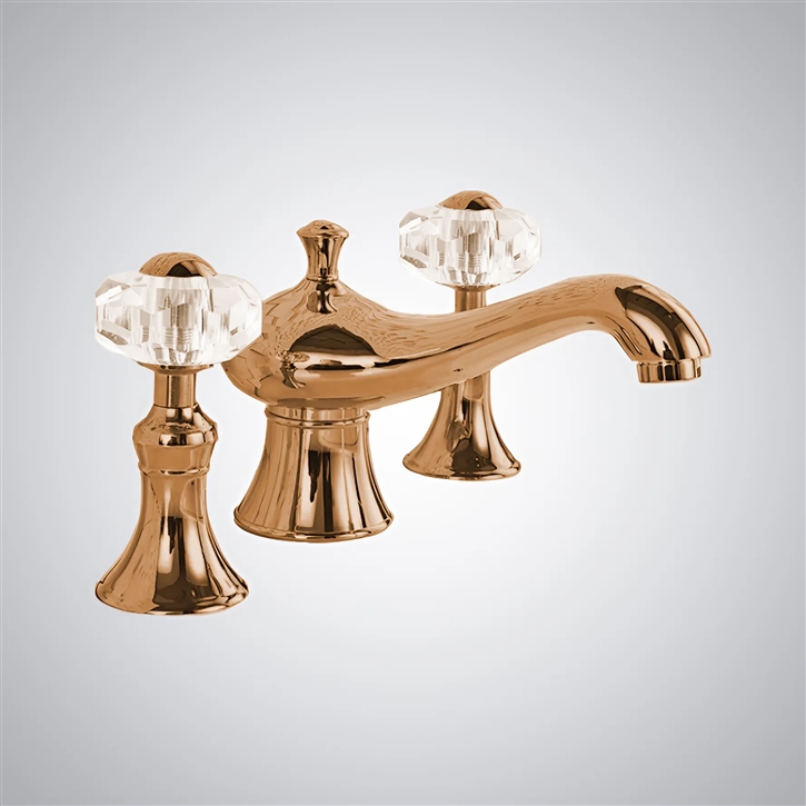 Fontana Rose Gold Aura Widespread Deck Mounted Faucet
