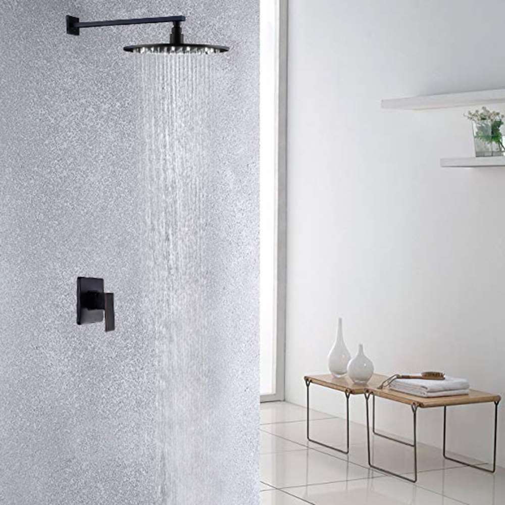 Matte Black 12 Inch Bathroom Rain Shower Faucet