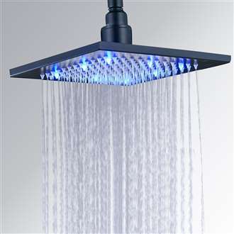 Luxury Shower Head Fontana LED Colors Rain Shower Head Matte Black Finish
