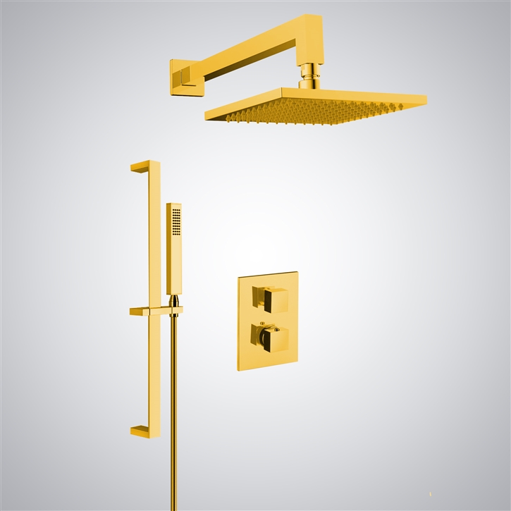 Fontana Shower Set in Polished Gold Finish with Single-Handle Mixer and Hand Shower
