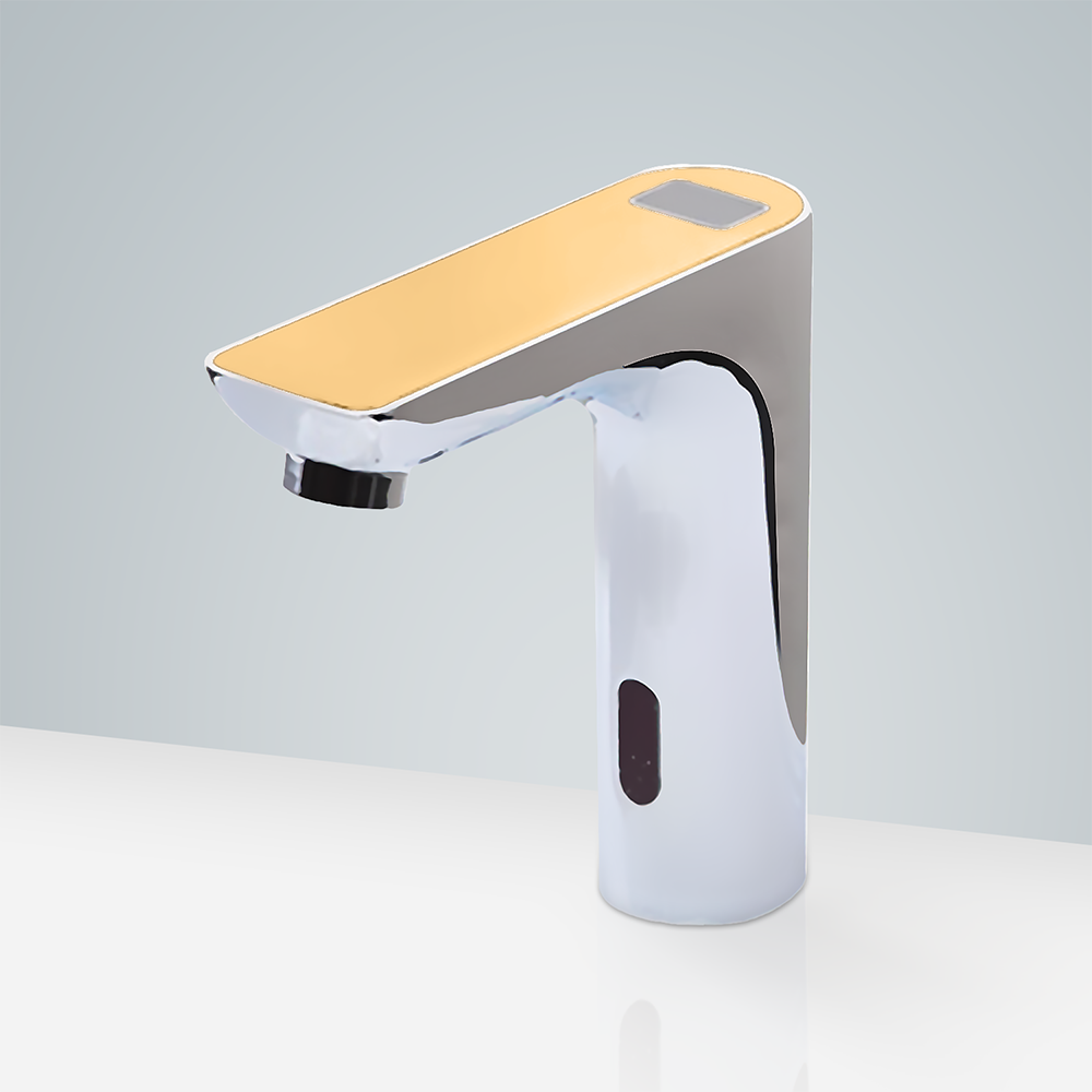 Romo Commercial Motion Chrome Automatic Sensor Faucet with Digital Display and Orange Top