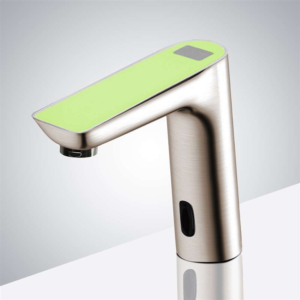 Fontana Romo brushed nickel commercial sensor faucet with digital display