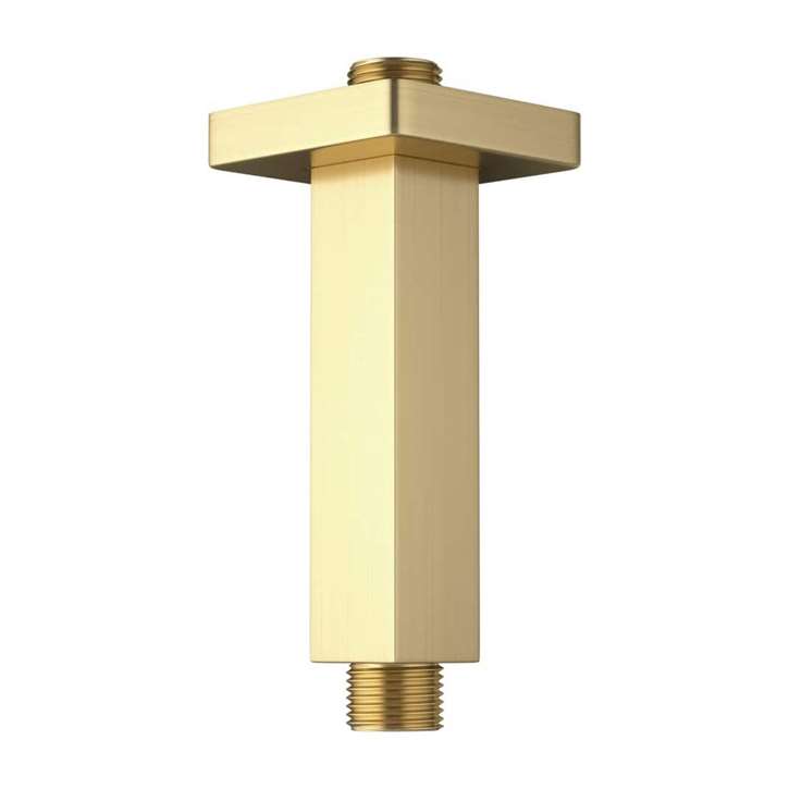 Fontana Brushed Gold Finish Brass Square Shower Arm Ceiling Mount Bathroom Shower Holder Bar